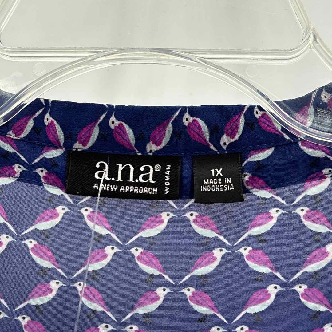 Size 1X ANA Blue Print Shirt