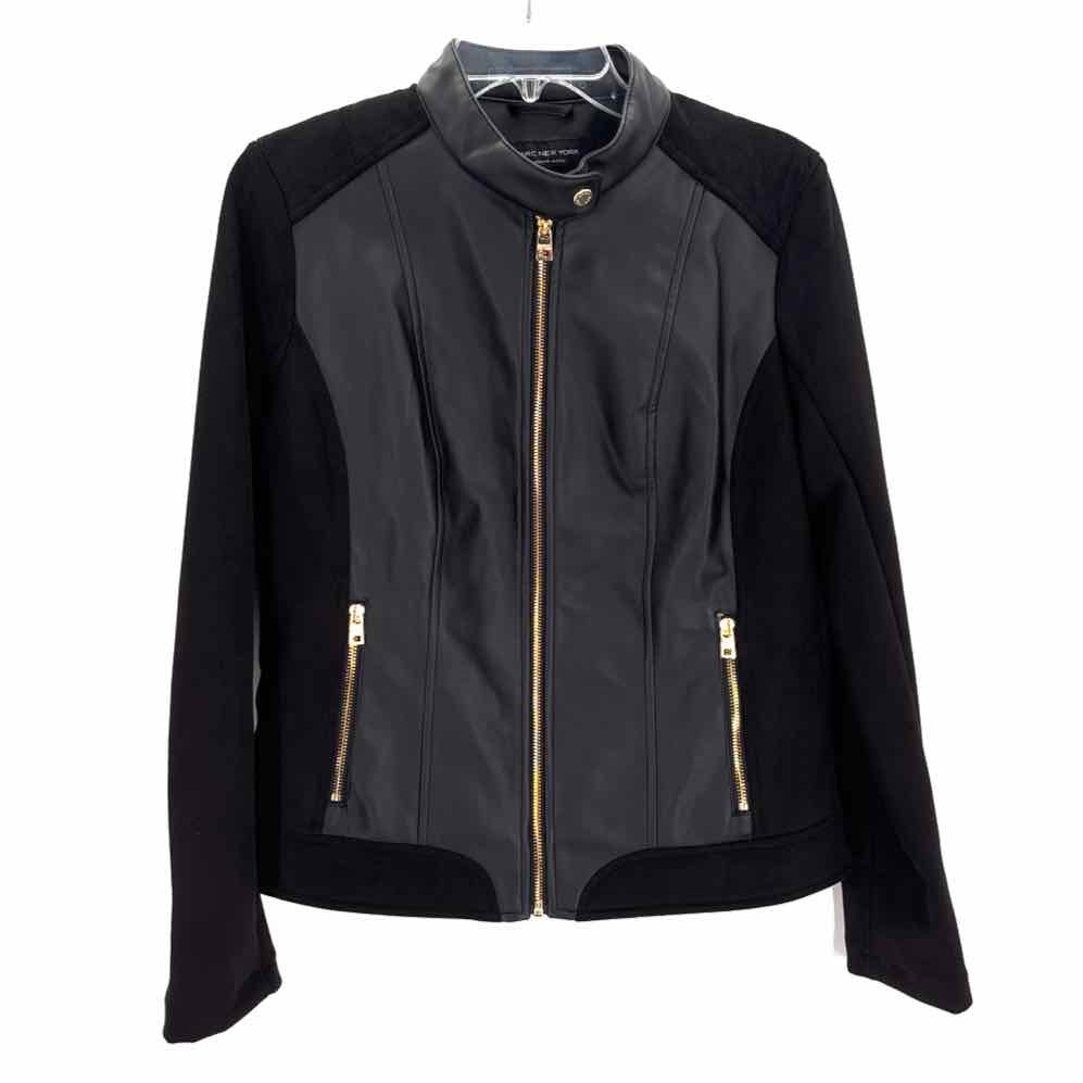 Size M Andrew Marc Black Faux Leather Jacket