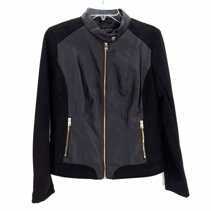 Size M Andrew Marc Black Faux Leather Jacket