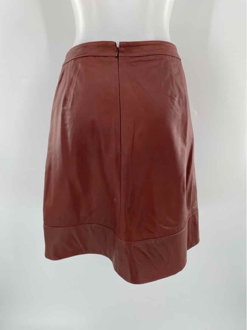 Size 12 HALOGEN Brown Leather Skirt