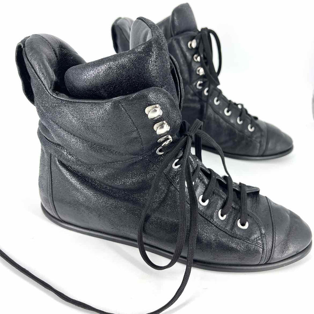 Shoe Size 41 Chanel Black Leather Luxury - Boots
