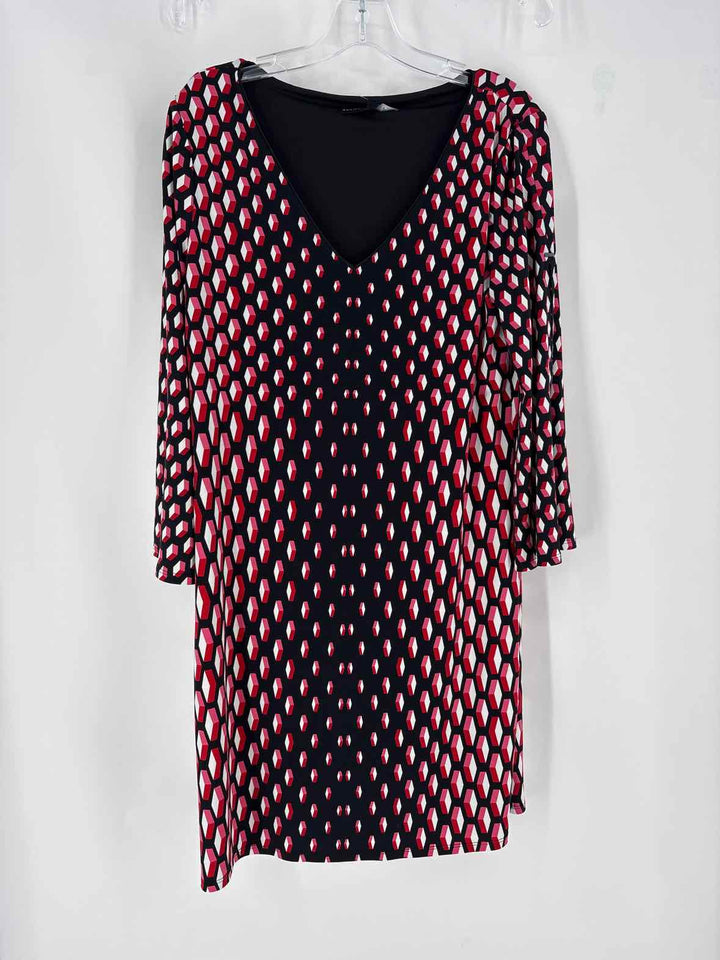 Size L White House Black Market Navy Print Dress