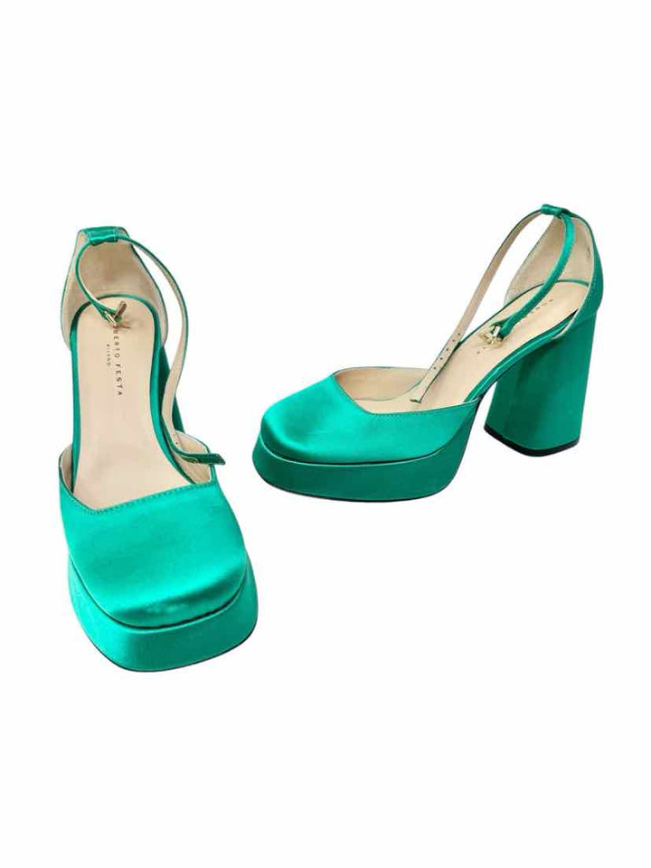 Shoe Size 38.5 Green Sateen Pumps