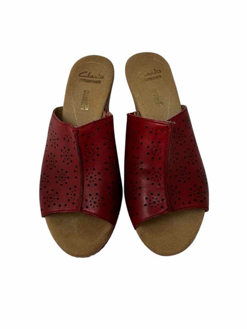 Shoe Size 7.5 CLARKS Red Leather Sandals