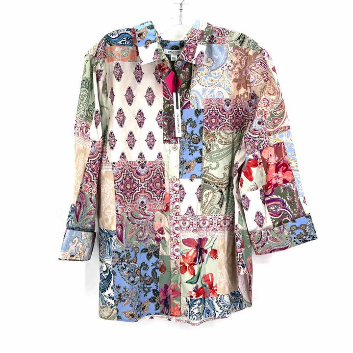 Size 2 Chico's Multi-Color Cotton Shirt