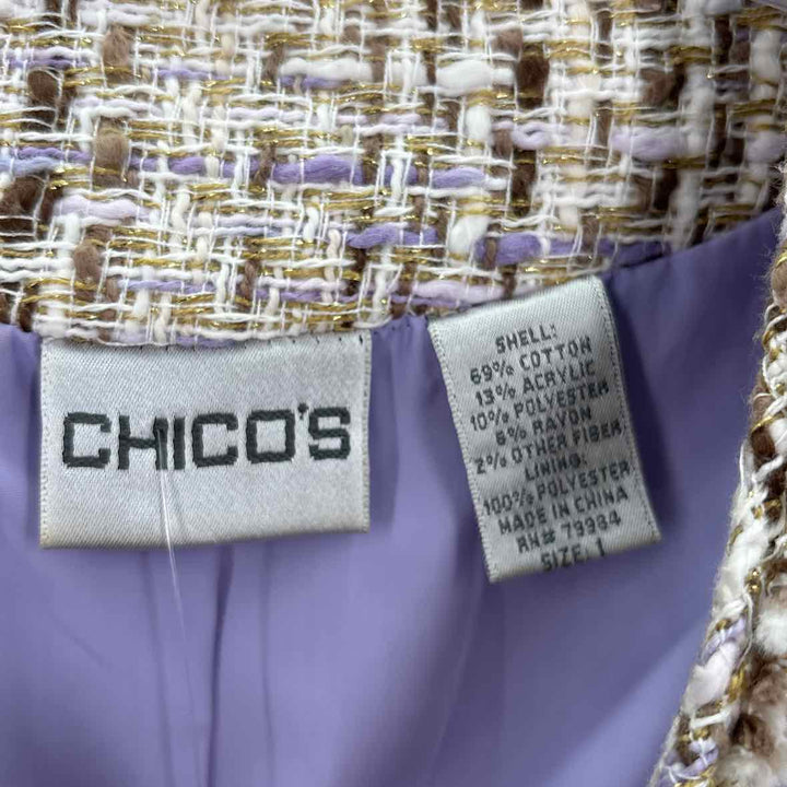 Size M Chico's Beige Tweed Jacket