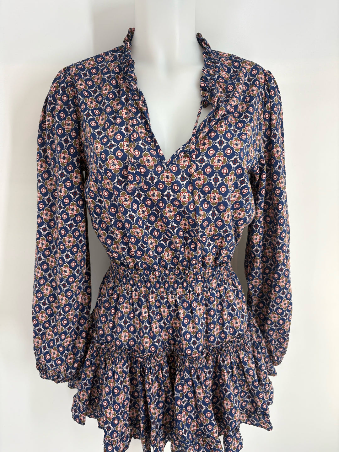 Size XS MISA Navy Print Dress
