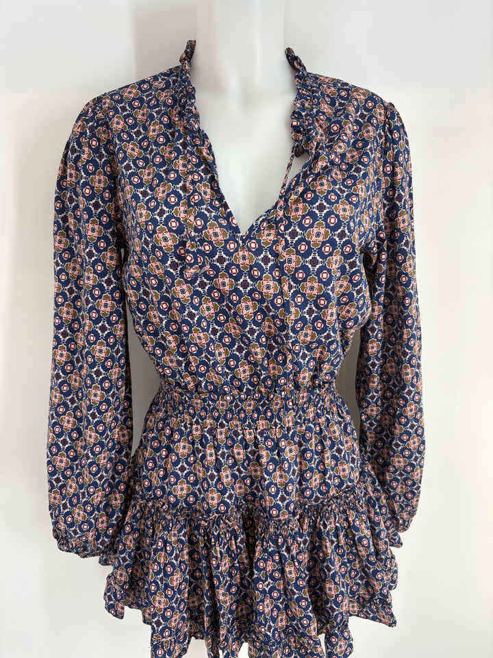 Size XS MISA Navy Print Dress
