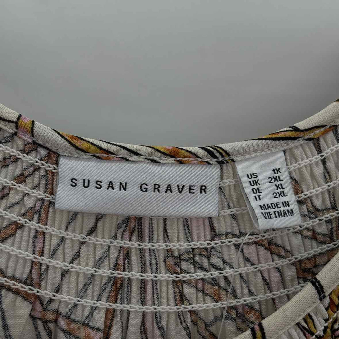 Size 1X SUSAN GRAVER Cream Shirt
