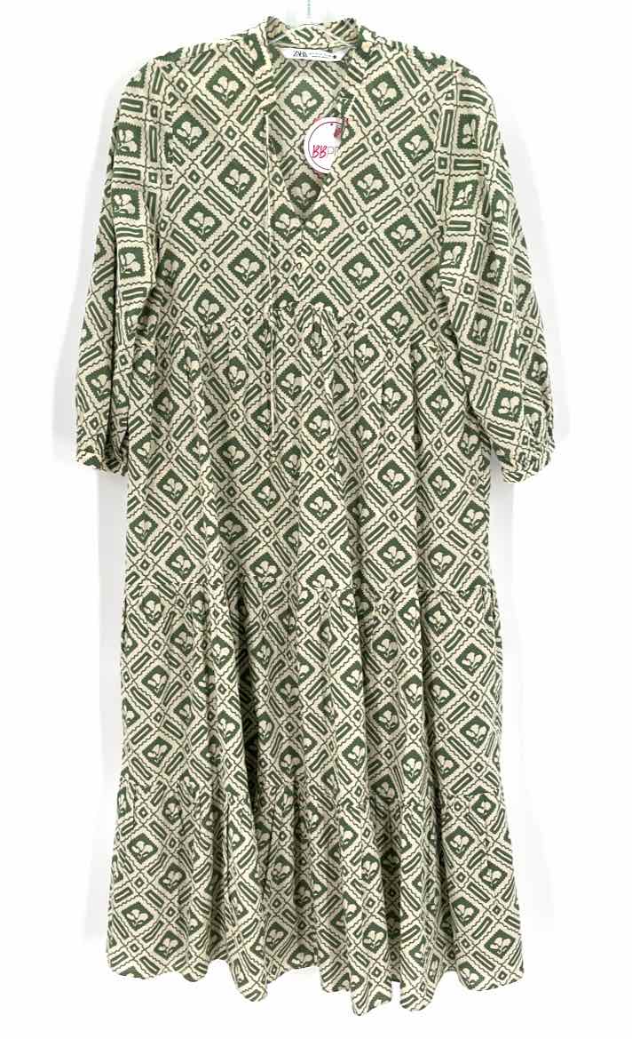 Size S ZARA Green Print Dress