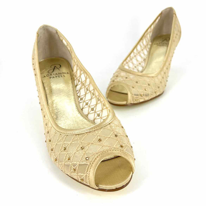 Shoe Size 7.5 Adrianna Papell Gold Mesh Pumps