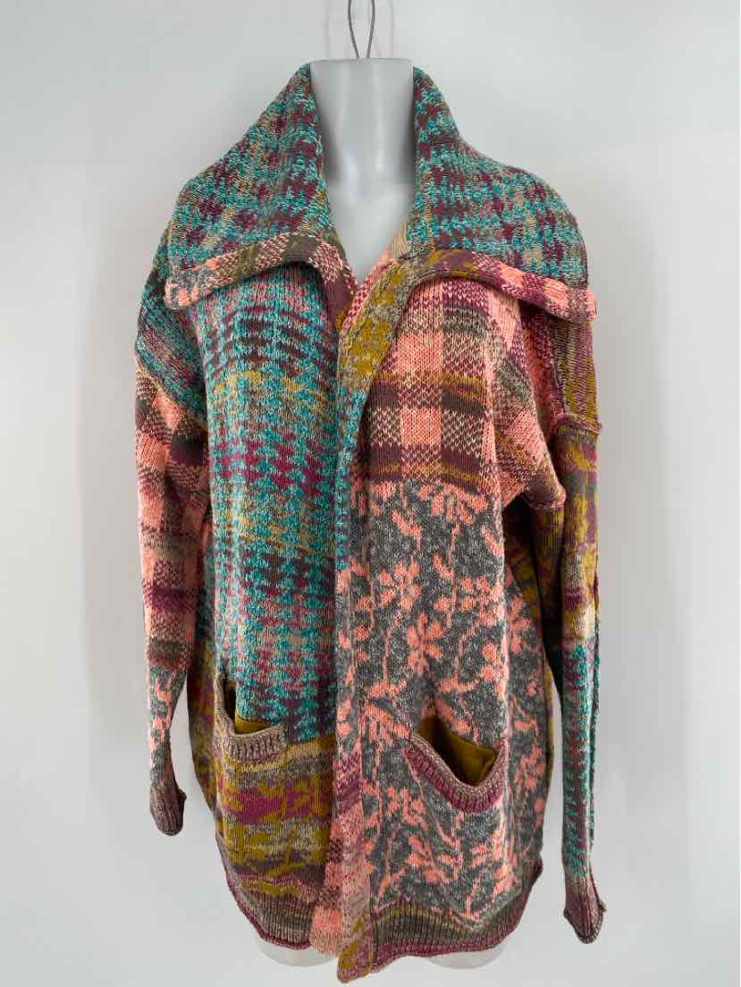 Size M DAILY PRACTICE Multi-Color Knit Cardigan