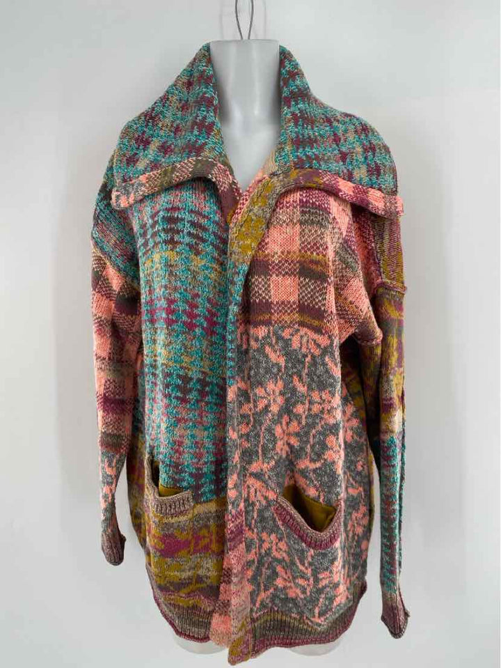 Size M DAILY PRACTICE Multi-Color Knit Cardigan