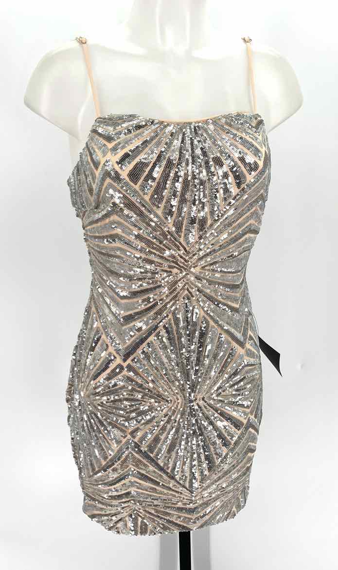 Size 3 LULUS Silver Sequined Dress