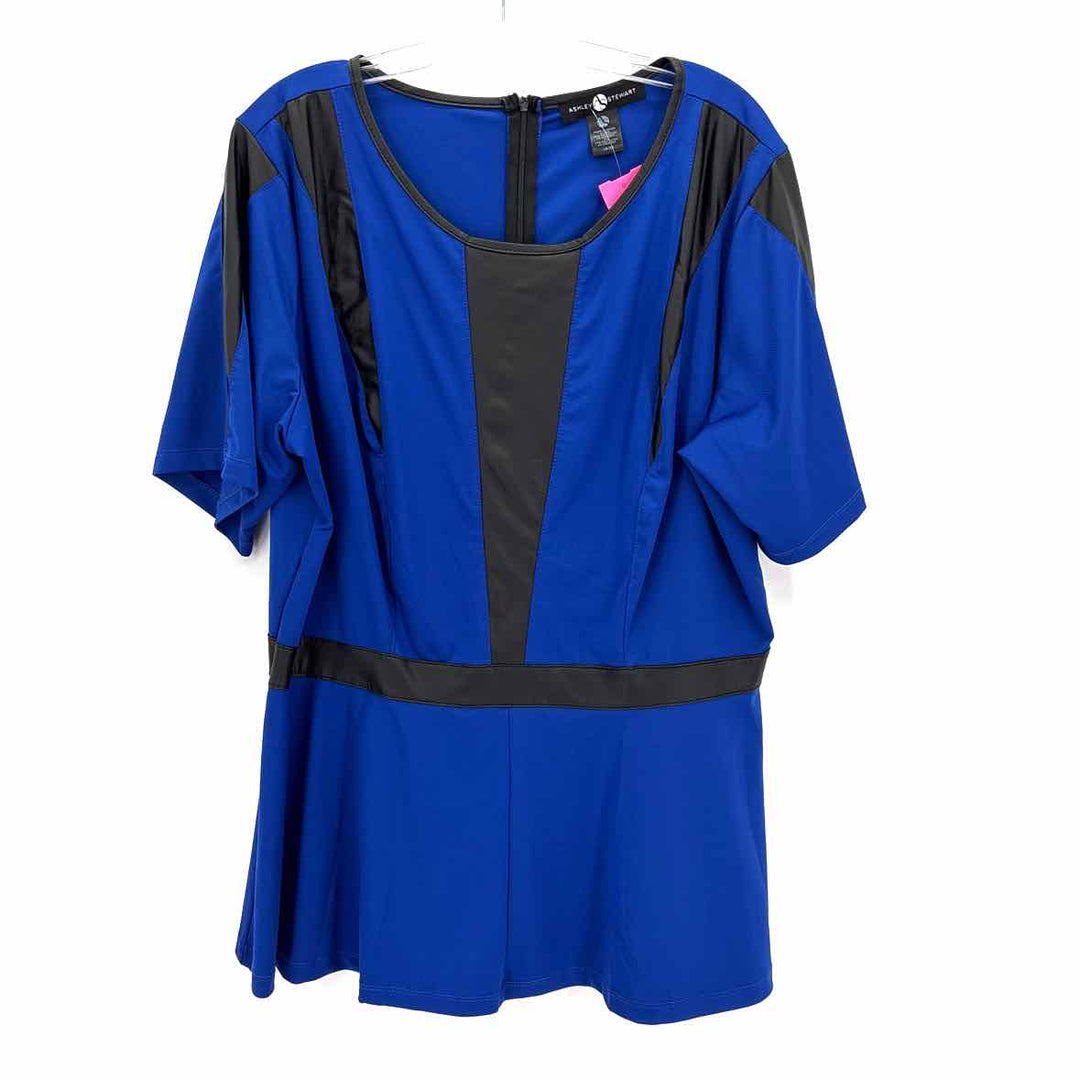 Size 18/20 Ashley Stewart Royal Blue Faux Leather Sweater