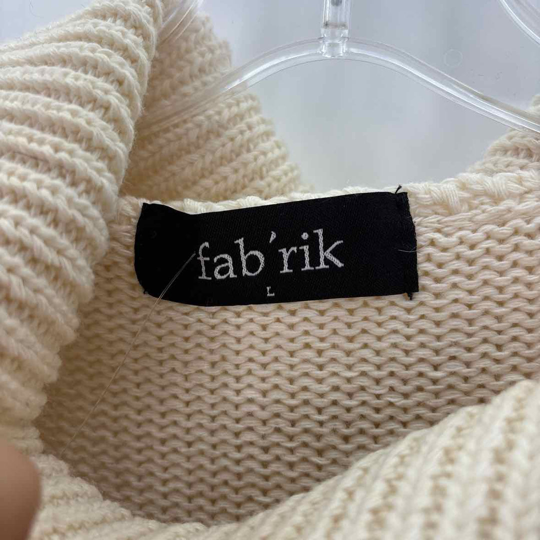 Size L FABRIK Cream Knit Faux Leather Sweater