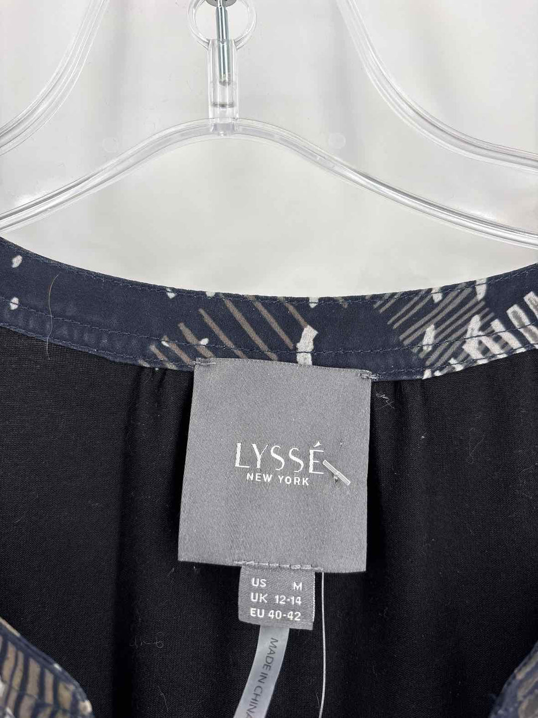 Size M LYSSE Navy Print Shirt