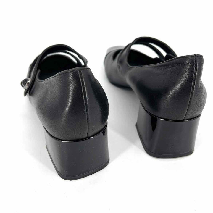 Shoe Size 8 VAN ELI Black Leather Patent Pumps