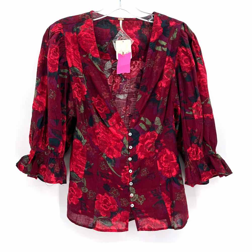 Size L FREE PEOPLE Burgundy Shirt