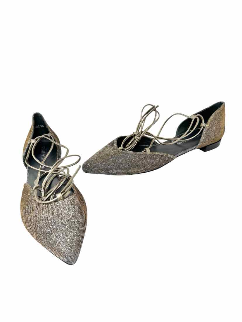 Shoe Size 10 Stuart Weitzman Silver Flats