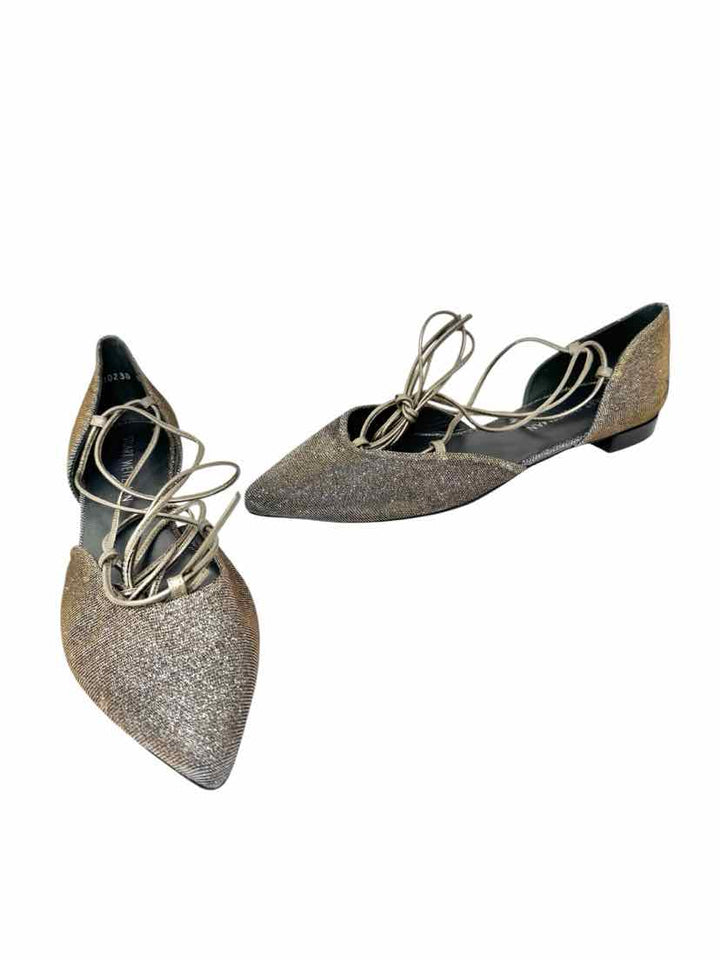 Shoe Size 10 Stuart Weitzman Silver Flats
