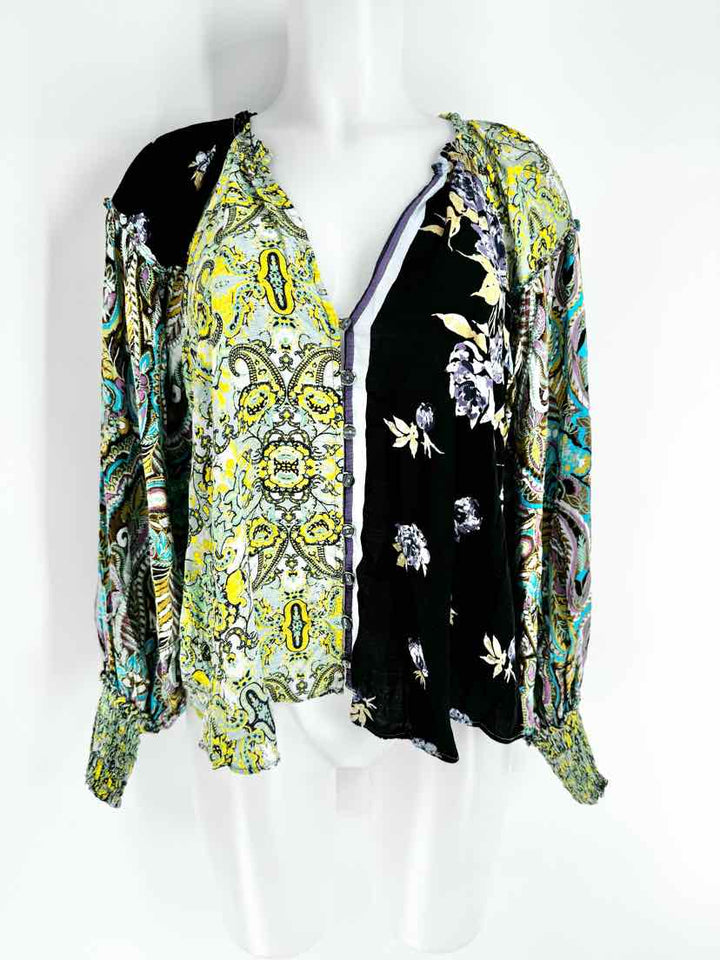 Size S FREE PEOPLE Green Print Shirt