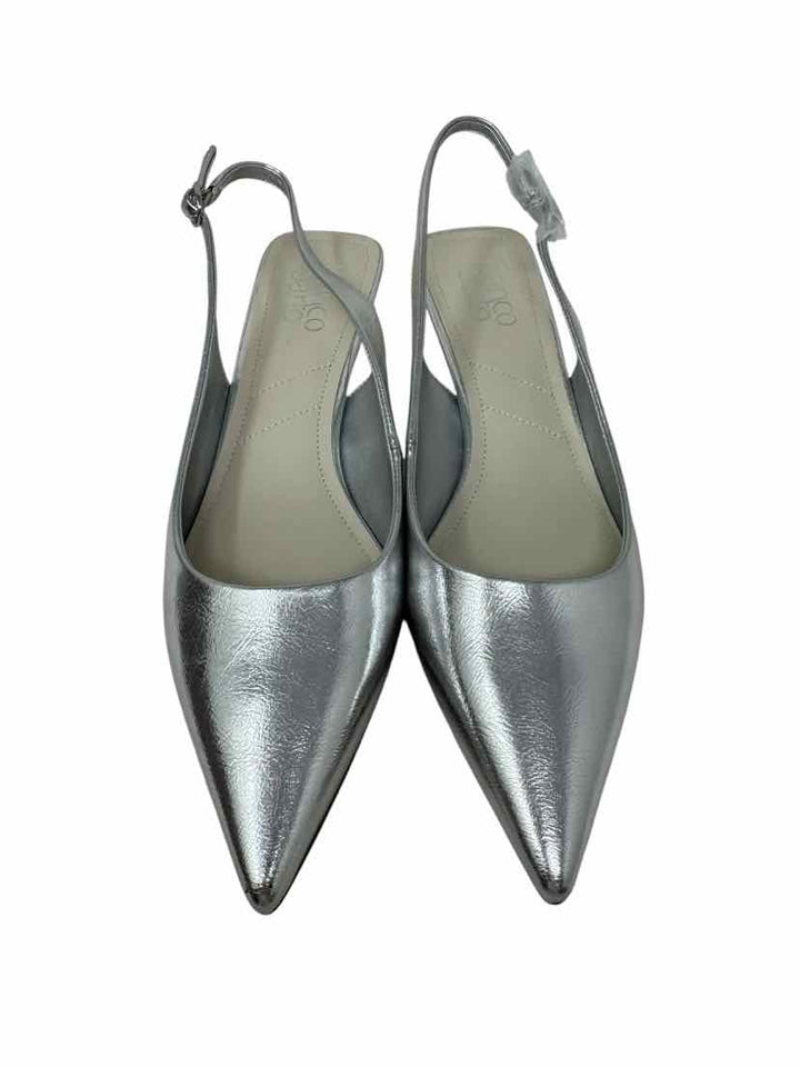 Shoe Size 9 FRANCO SARTO Silver Leather Pumps
