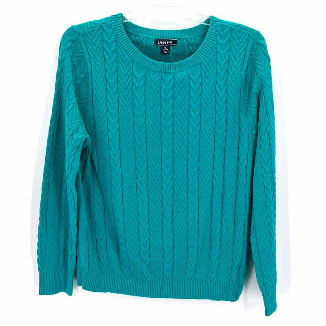 Size 1X LAND END Teal Knit Sweater