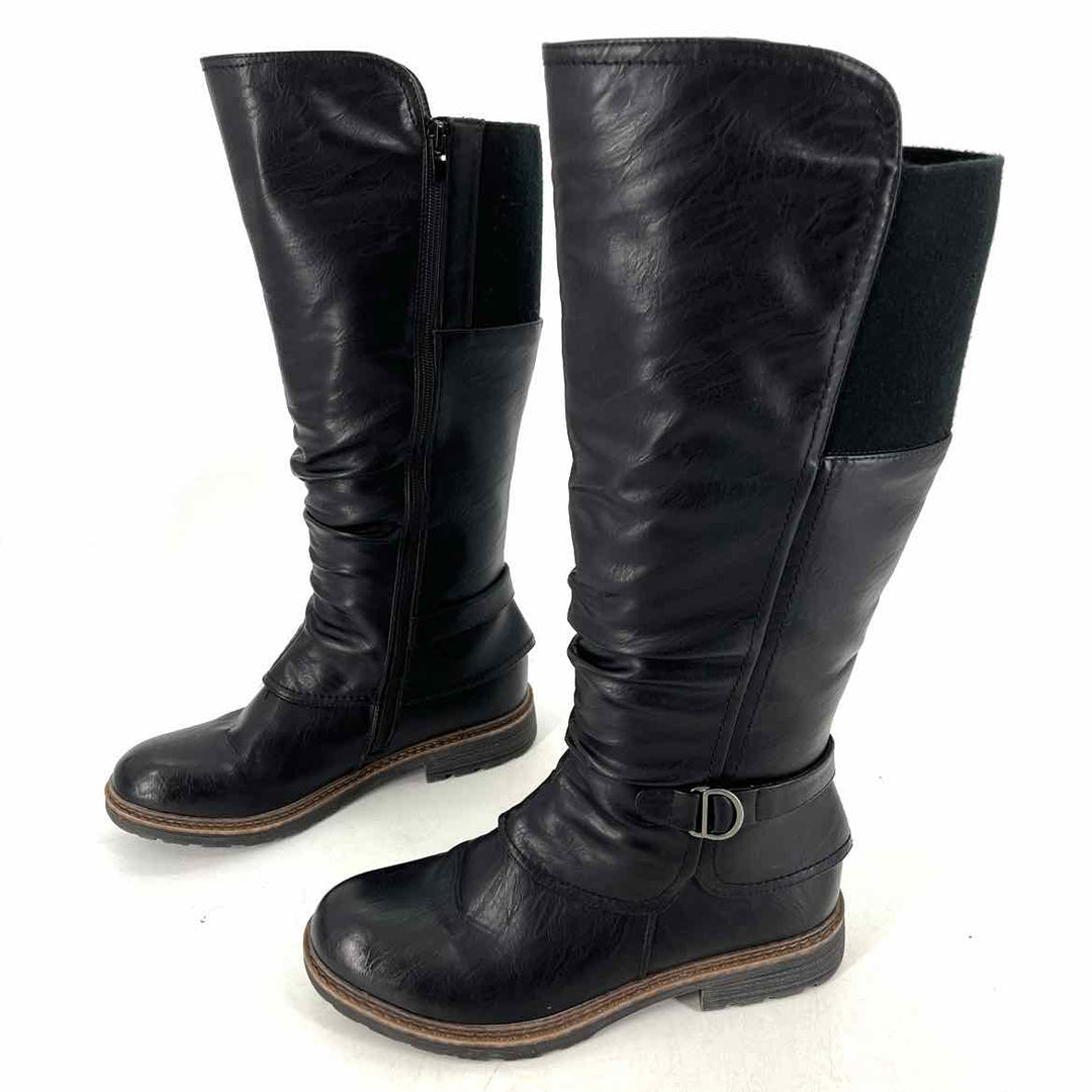 Shoe Size 41 Black Faux Leather Boots