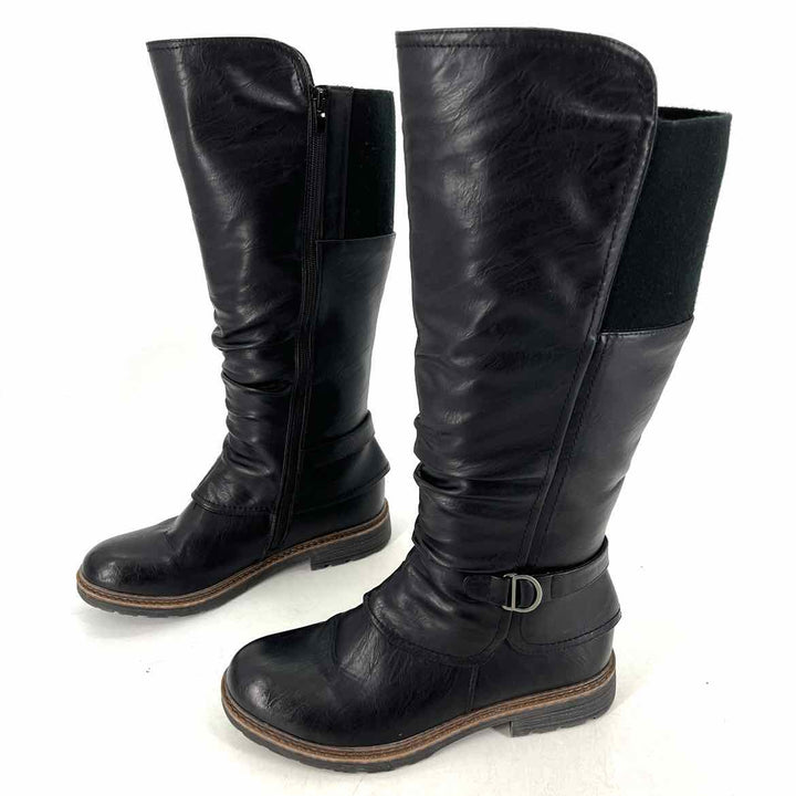 Shoe Size 41 Black Faux Leather Boots