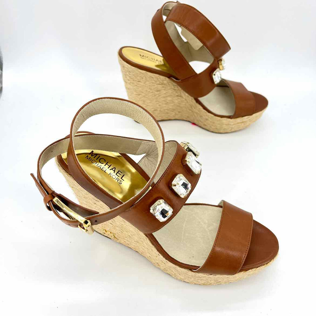 Shoe Size 9.5 Michael Kors Brown Leather Wedge