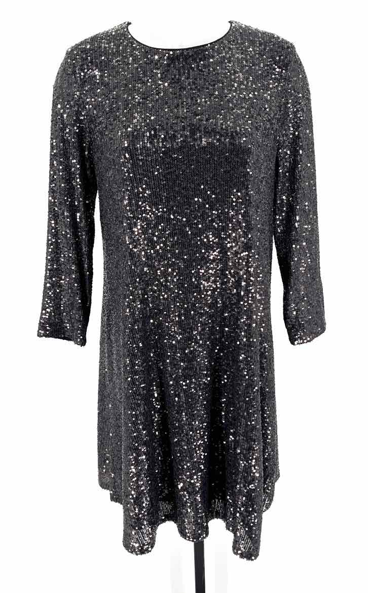 Size M KAREN KANE Charcoal Sequined Dress