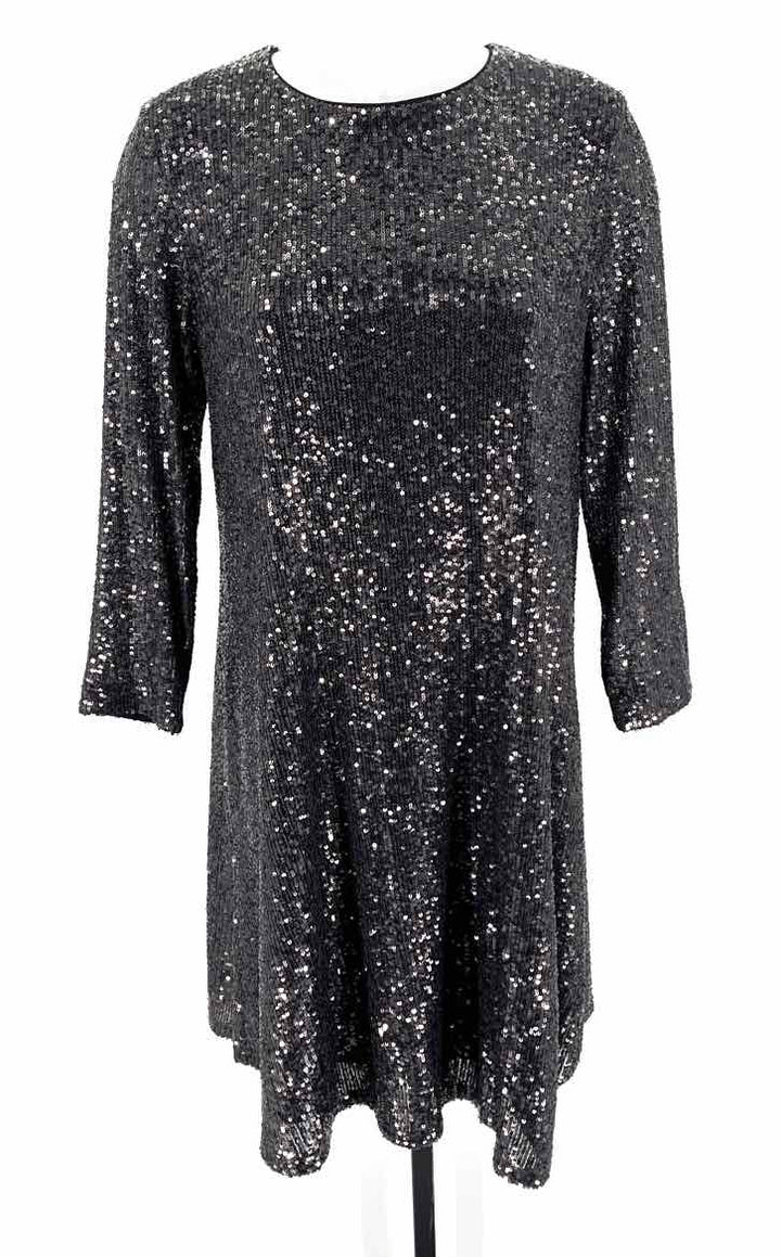 Size M KAREN KANE Charcoal Sequined Dress
