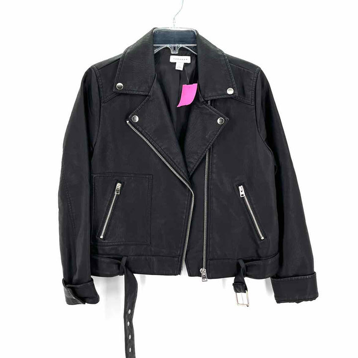 Size 10 TOPSHOP Black Faux Leather Jacket