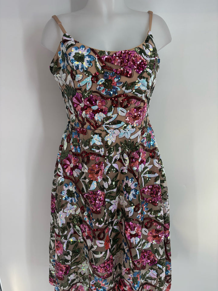 Size L DRESS THE POPULATION Multi-Color Sequined PROM