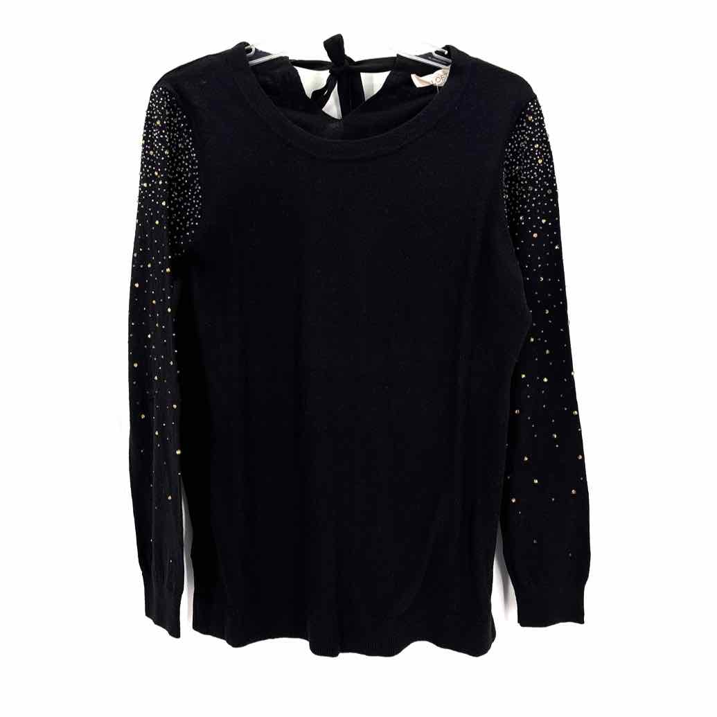 Size L LOFT Black Knit Beaded Sweater