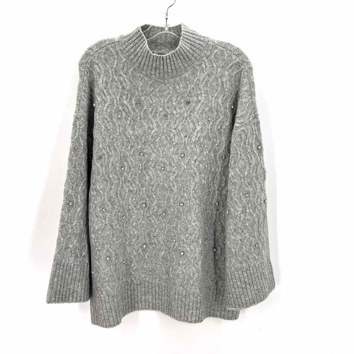 Size L Chico's Gray Knit Rhinestone Sweater