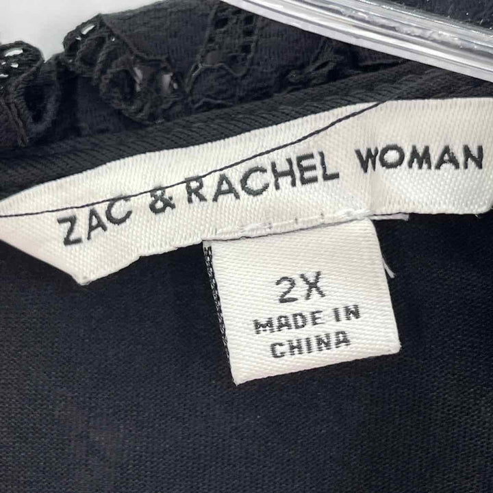 Size 2X ZAC & RACHEL Black Lace Shirt