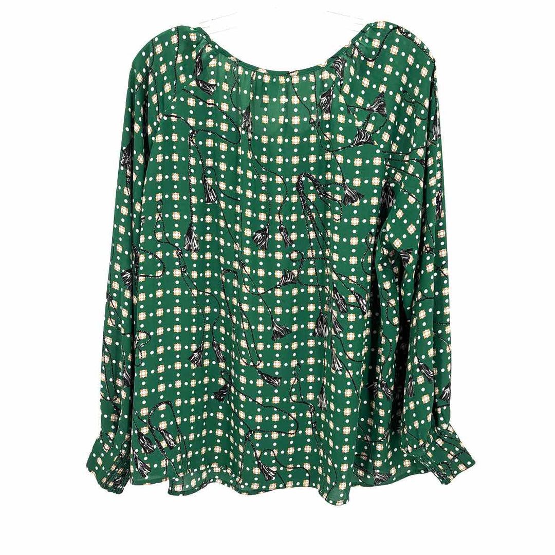 Size XL CABI Green Print Shirt