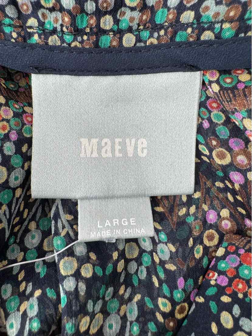 Size L MAEVE Navy Print Shirt