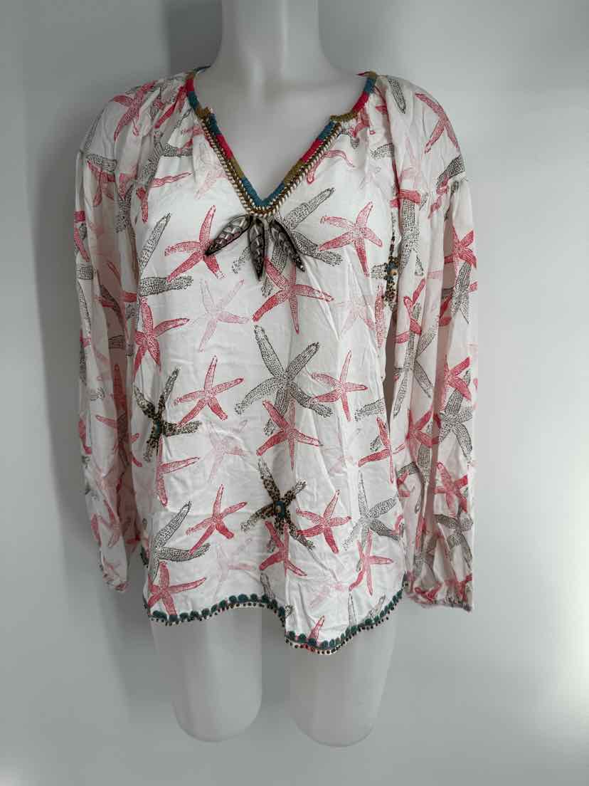 Size M White Print Shirt