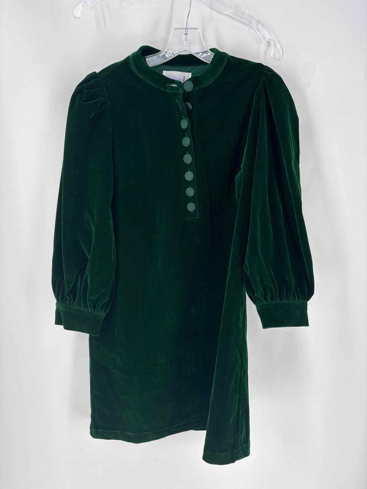 Size S POMANDER PLACE Green Velour Dress