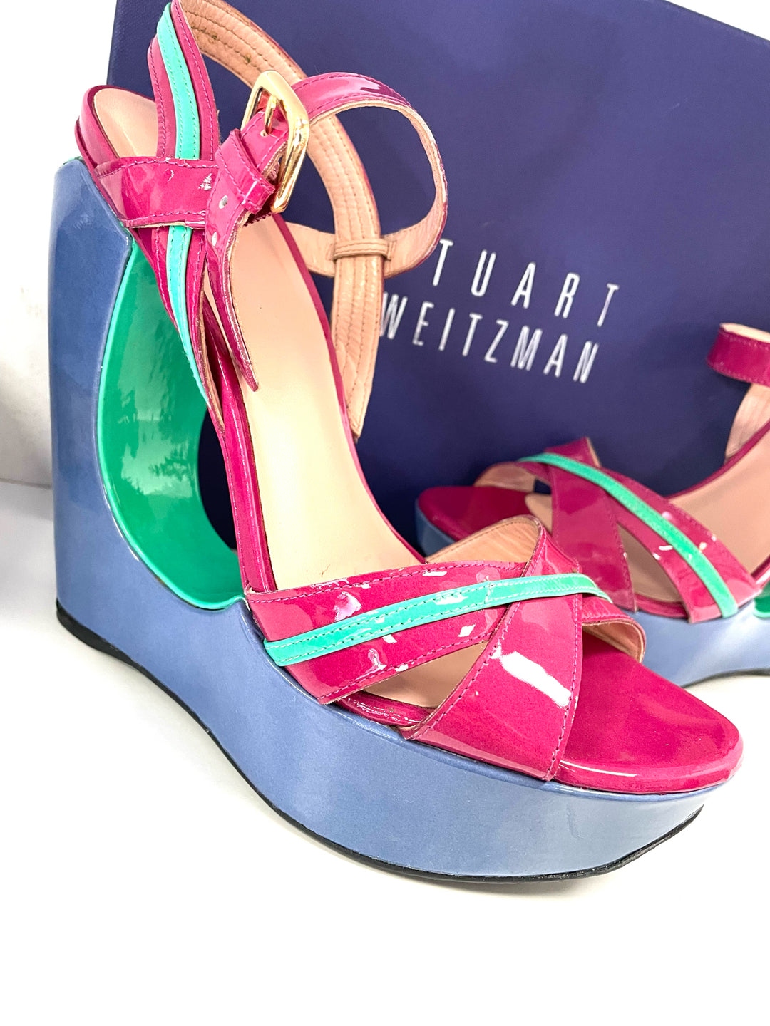 Shoe Size 8.5 Stuart Weitzman Multi-Color PATENT Luxury - Sandals