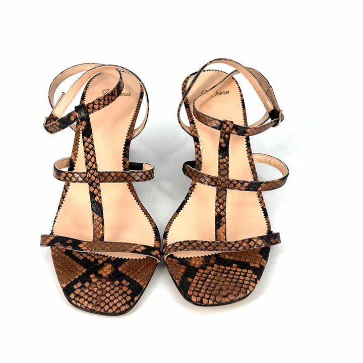 Shoe Size 10.5 J Crew Brown Print Sandals