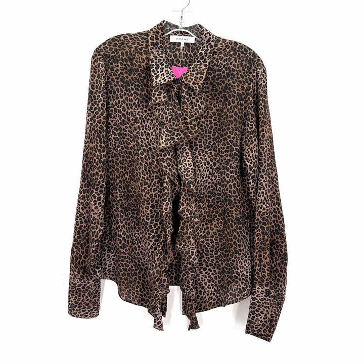 Size M FRAME Brown Print Shirt