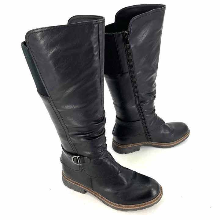 Shoe Size 41 Black Faux Leather Boots
