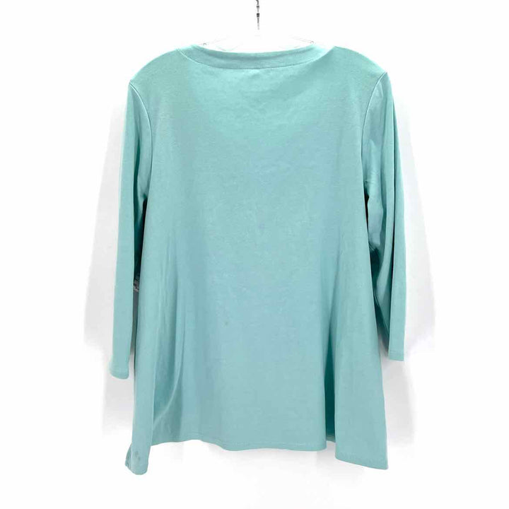 Size L J JILL Aqua Knit Shirt
