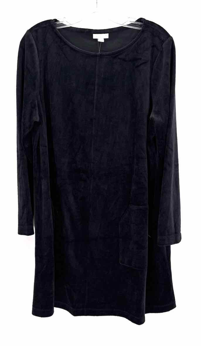 Size L J.JILL Black Velour Dress