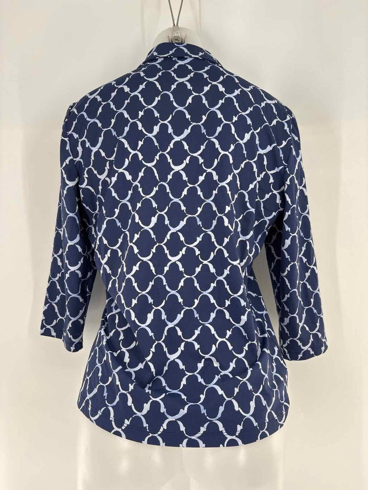 Size L J MCLAUGHLIN Navy Print Shirt