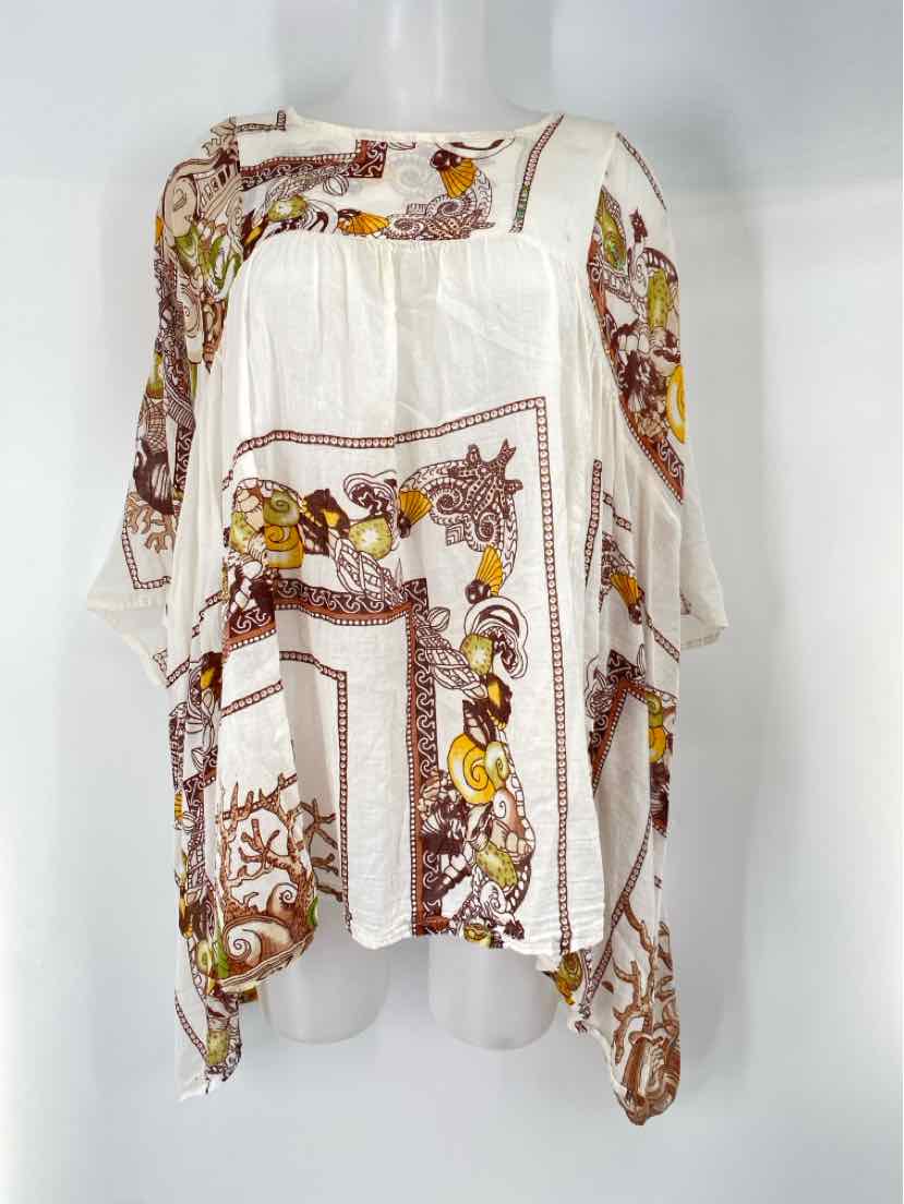 Size One Size White Print Shirt